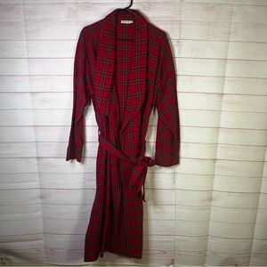 MAGEE 100% Cotton Flannel Red Plaid Made in Ireland Robe Size XL